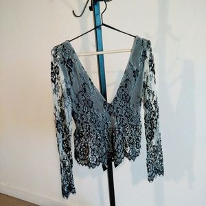 Topshop Bow Back Lace Blouse